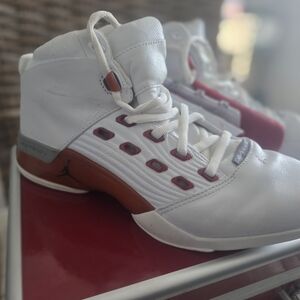 White and Red High-Top Sneakers